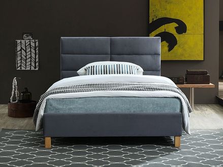 Čalúnená posteľ SIERRA VELVET 120 x 200 cm farba sivá/dub