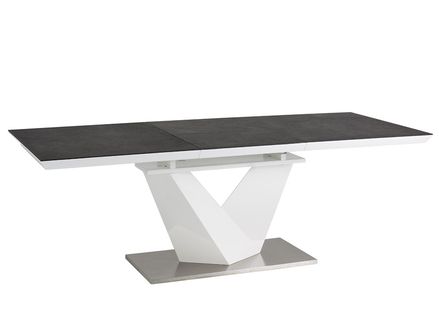 Stôl ALARAS II čierny vzor kameňa / biely lak160(220)x90